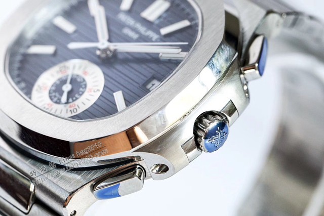 百達翡麗鸚鵡螺不銹鋼錶帶水沙紋拉絲經典複刻專櫃男士腕表 鸚鵡螺真計時腕表  gjs1971